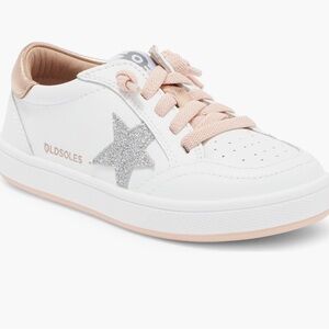Old Soles platinum runner White Sneakers with Pink and Silver Accents star zip
